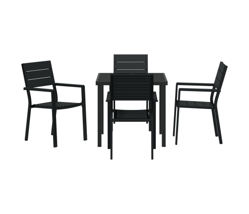 Juego de Comedor de Jardín de 5 Piezas Negro HDPE