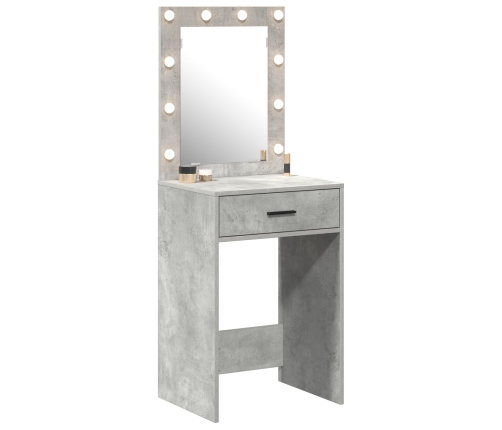 Mesa de maquillaje  con luces LED en gris concreto, 50x41x135 cm