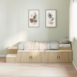 Cama con Almacenamiento  Roble Sonoma 75x190 cm