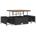 Conjunto de Comedor de Jardín de 3 Piezas con Cojines Negro de Poliratán Acacia