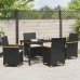 Conjunto de Comedor de Jardín  de 5 Piezas con Cojines Negro Poliratán