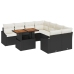 Conjunto de Comedor de Jardín de 9 Piezas  con Cojines en Ratán Negro Acacia