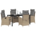 Juego de Comedor de Jardín de 5 Piezas con Cojines Beige Poliratán