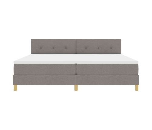 Cama Box Spring  con Colchón Taupe 200x200 cm Tela