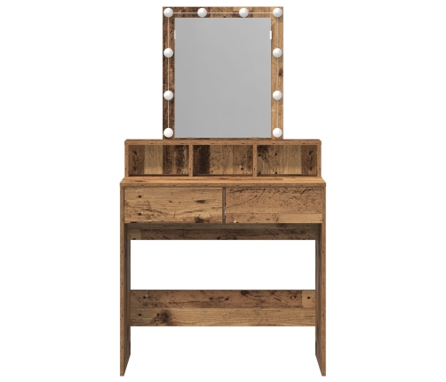 Mesa de Maquillaje con Espejo y Luces LED Madera Vieja Madera Ingenierizada