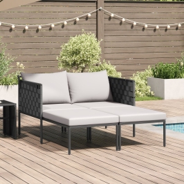 Tumbona  con cojines para 2 personas Anthracite 115x153x69,5 cm Acero