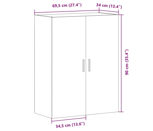 Armario de Pared  Negro Roble 69,5x34x90 cm Madera Elaborada