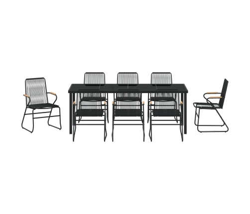 Juego de Comedor de Jardín  de 9 Piezas Negro Rattan de PVC