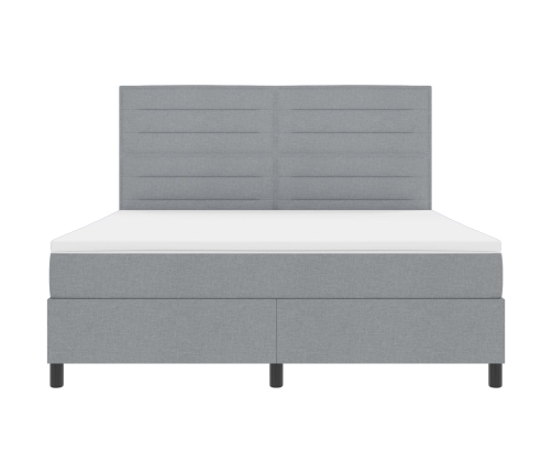 Cama con base de resortes  con colchón gris claro super king tela