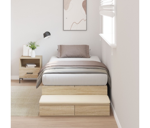 Cama con almacenamiento  Roble Sonoma Madera sólida, Madera compuesta