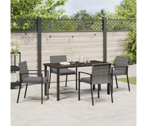 Set de Comedor de Jardín de 5 Piezas Gris Poliratán