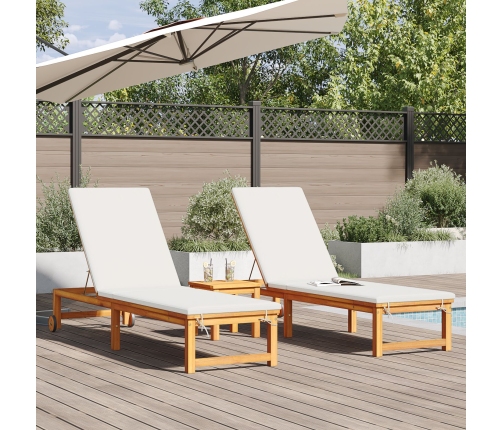 Tumbona  con mesa de madera de acacia, Tumbona  de madera de acacia