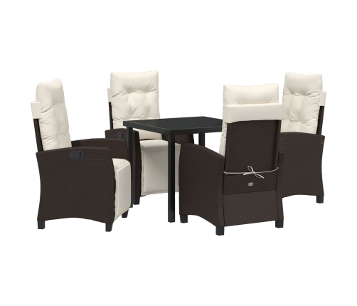 Set de comedor de jardín de 5 piezas  de ratán polimérico marrón