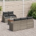 Conjunto de Sofá de Jardín de 6 Piezas con Cojines Gris Ratán Sintético Acacia, Sofá de Jardín de 2 Plazas con Cojines Gris Ratán Sintético