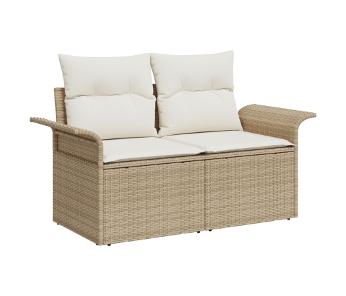 Conjunto de Comedor de Jardín de 11 Piezas con Cojines Ratán Beige Acacia