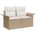 Conjunto de Comedor de Jardín de 11 Piezas con Cojines Ratán Beige Acacia