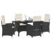 Set de Comedor de Jardín de 5 Piezas con Cojines Ratán Poliéster Negro
