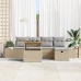 Conjunto de Sofá de Jardín de 6 Piezas con Cojines Beige Ratán Poly