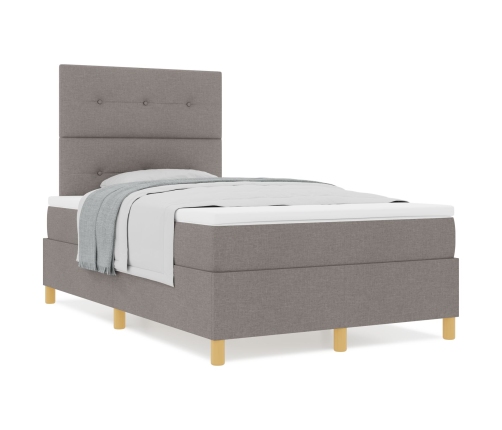 Cama con Box Spring y Colchón Taupe 120x200 cm Tela