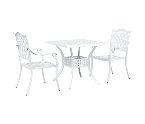 Conjunto de Bistro de Jardín de 3 Piezas  de Aluminio Fundido Blanco