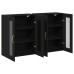 Gabinete Montado en la Pared Set de 2 Roble Negro Madera, Vidrio