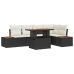 Conjunto de Sofás de Jardín  Set de 6 Negro, Crema Ratán, Poliéster