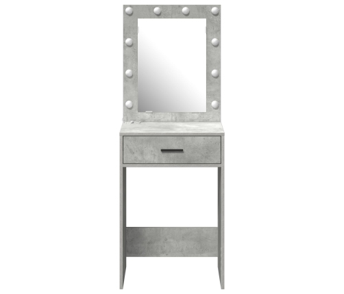 Mesa de maquillaje  con luces LED en gris concreto, 50x41x135 cm