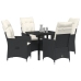 Conjunto de Comedor de Jardín de 5 Piezas con Cojines - Poliratán Negro
