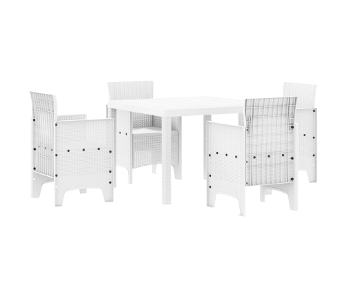 Conjunto de Comedor de Jardín  de 5 Piezas Blanco Poliratán