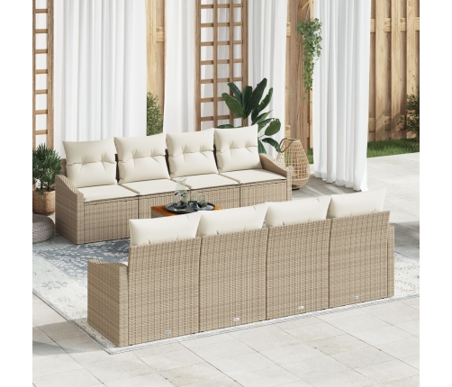 Juego de Sofá de Jardín de 7 Piezas con Cojines Beige Ratán Polímero Acacia