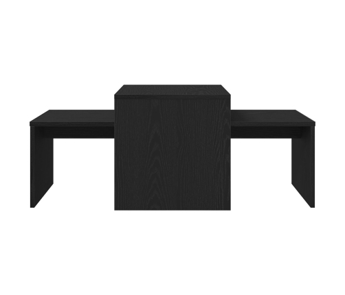 Mesa de Centro  Negra y de Roble 100x48x40 cm de Madera de Ingeniería