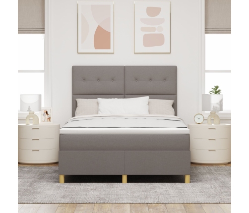 Cama Tapizada  con Colchón Taupe 140x190 cm Tela