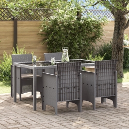 Silla de Jardín  Juego de 4 Gris claro, cojines taupe