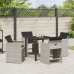 Set de Comedor de Jardín de 5 Piezas  con Cojines Gris Claro Poliratán