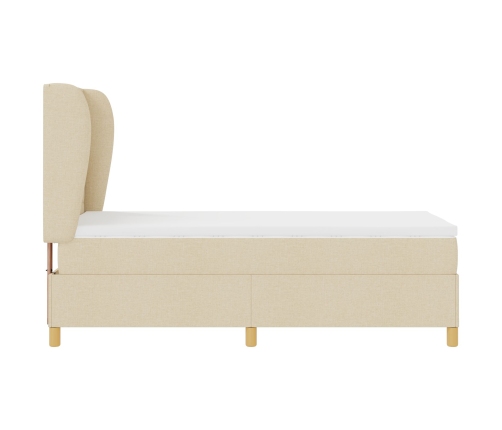 Cama con somier de  y colchón Crema 90x190 cm Tela