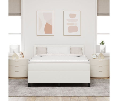 Cama con Somier  con Colchón y Luz LED Crema 140x200 cm Tejido de Terciopelo