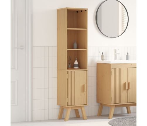 gabinete de baño  marrón 35x30x159 cm de madera maciza de pino