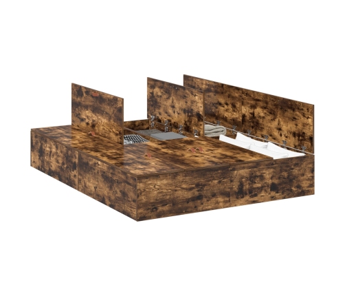 Cama de almacenamiento  Roble Ahumado Madera Elaborada