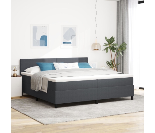 Cama con Box Spring  con Colchón Gris Oscuro Tejido de corduroy