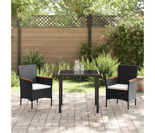 Juego de comedor de jardín de 3 piezas  en poliratán negro