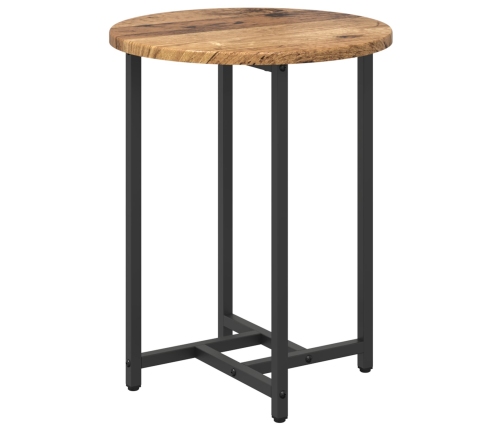 Mesa auxiliar de 2 piezas de madera antigua, madera de ingeniería y metal