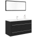Mueble de lavabo con espejo de roble negro 90x45x1,5 cm de madera elaborada