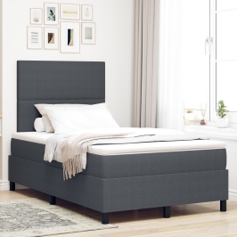 Cama con Base y Colchón Gris Oscuro 120x200 cm Tela de Pana