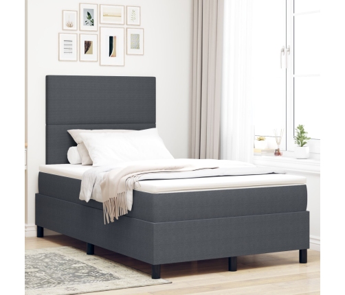 Cama con Base y Colchón Gris Oscuro 120x200 cm Tela de Pana