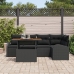 Conjunto de Comedor Jardín de 6 Piezas con Cojines Ratán Negro Acacia