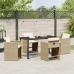 Set de comedor de jardín  de 5 piezas con cojines de poliratán beige
