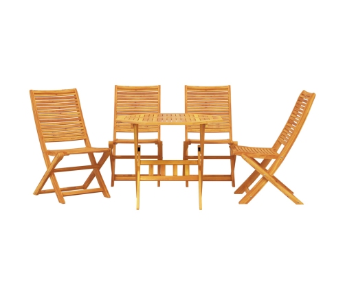 Set de comedor de jardín de 5 piezas  de madera maciza de acacia