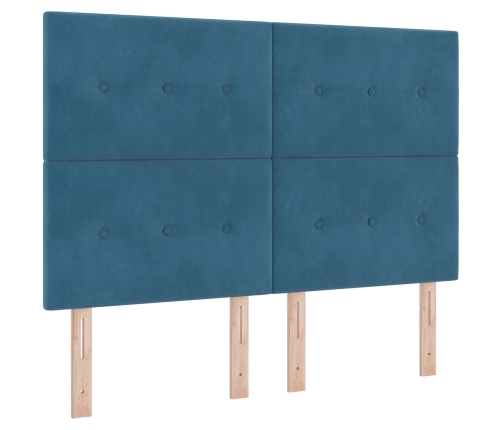 Cabecero  con botones acolchados en terciopelo azul oscuro de 140 cm