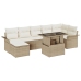 Conjunto de Sofá de Jardín de 8 Piezas con Cojines Beige Poliratán