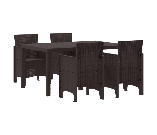 Juego de Comedor de Jardín  de 5 Piezas de Rattán Sintético Marrón